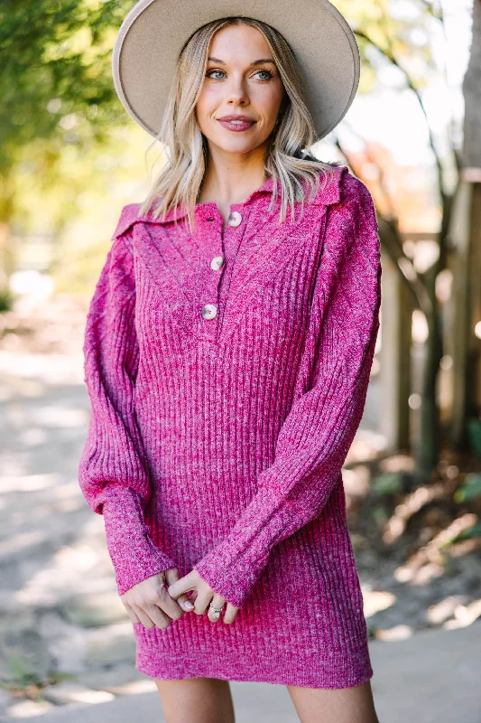 Flash Sale Take Your Time Cranberry Pink Sweater Dress