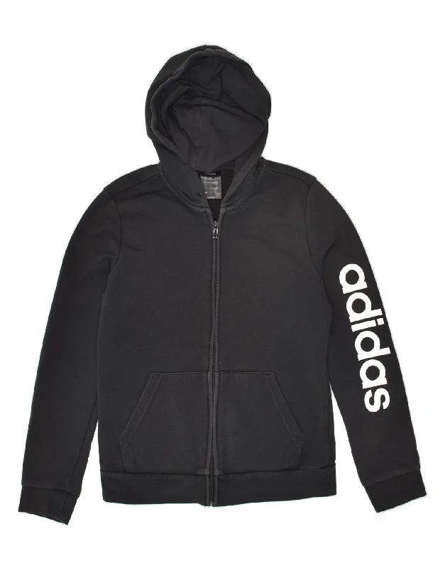 Major Savings ADIDAS Womens Graphic Zip Hoodie Sweater UK 8/10 Small Black Cotton
