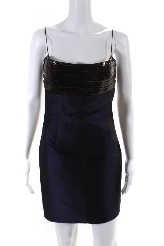 Price Rollback Rafael Cennamo Women's Sleeveless Leather Top Mini Dress Brown Purple Price Rollback Rafael Cennamo Women's Sleeveless Leather Top Mini Dress Brown Purple