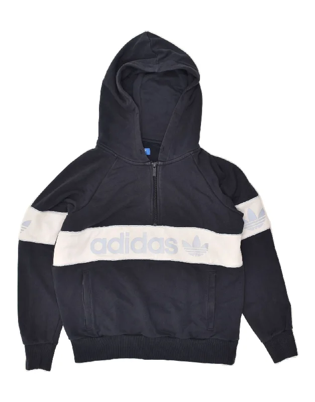 Buy More, Save More ADIDAS Womens Graphic Hoodie Jumper UK 8 Small Navy Blue Colourblock Buy More, Save More ADIDAS Womens Graphic Hoodie Jumper UK 8 Small Navy Blue Colourblock