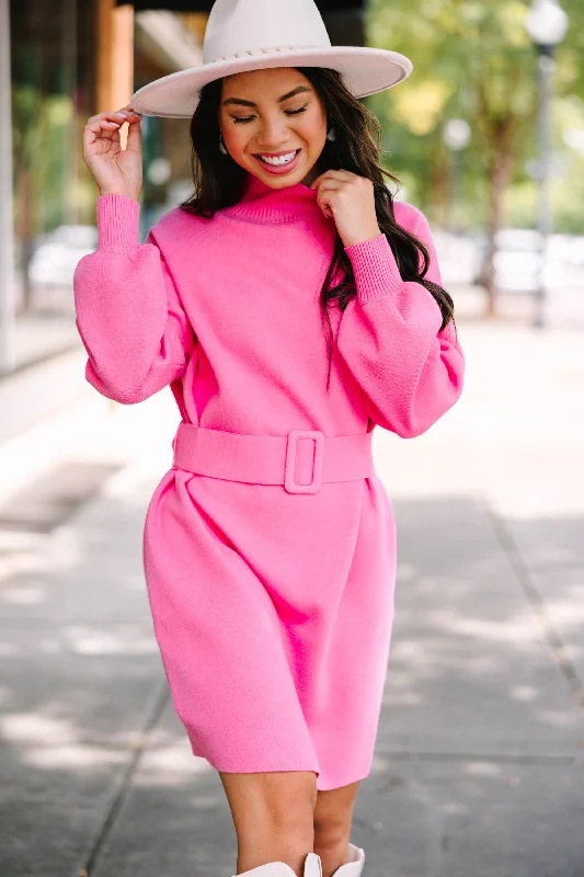 Instant Savings Fate: In Your Feeling Hot Pink Sweater Dress