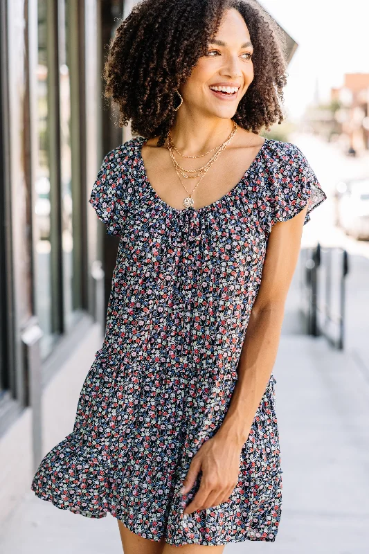Stock Up and Save Ask Away Black Ditsy Floral Mini Dress
