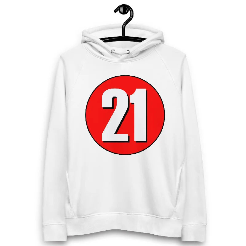 Low Prices Unisex pullover hoodie: White on Red 21