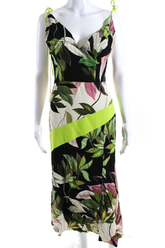 Take Advantage Christian Siriano Womens Hawaiian Print Tie Strap Dress Multicolored Take Advantage Christian Siriano Womens Hawaiian Print Tie Strap Dress Multicolored