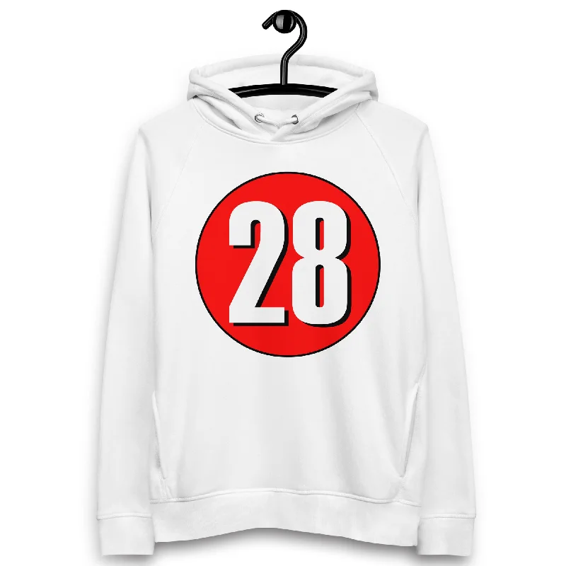 Super Bargain Unisex pullover hoodie: White on Red 28