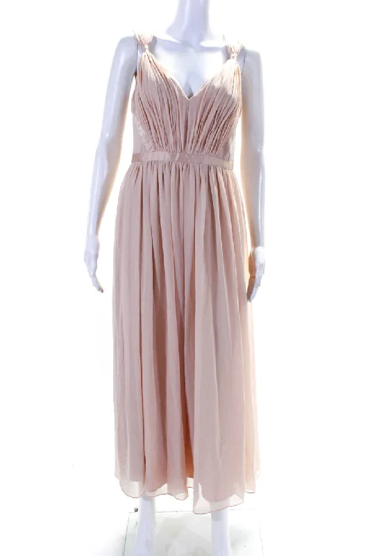 Savings Galore Vera Wang Women's V-Neck Sleeveless Sheer Flare Maxi Dress Peach