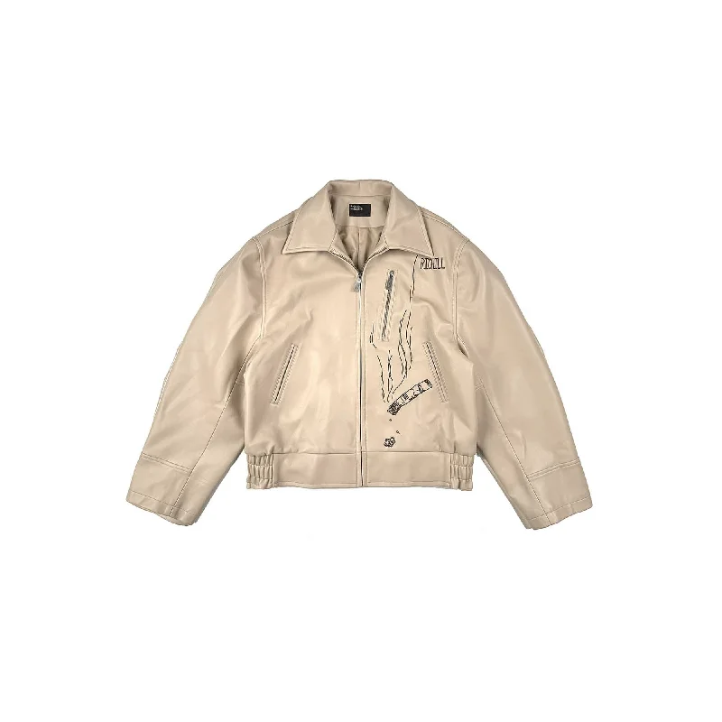 Season Finale Sale Cream Leather Smoke Jacket