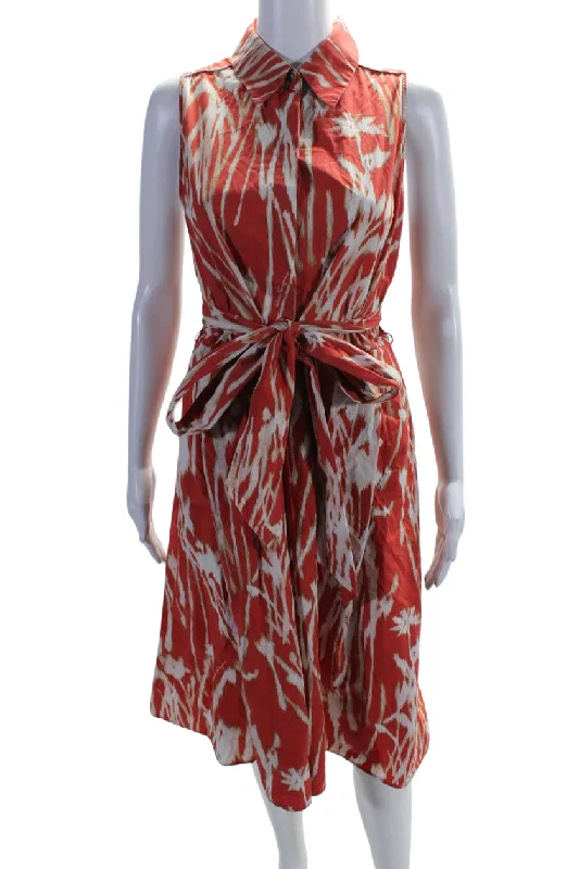 Stock Clearance Salvatore Ferragamo Womens Button Down A Line Dress Red White