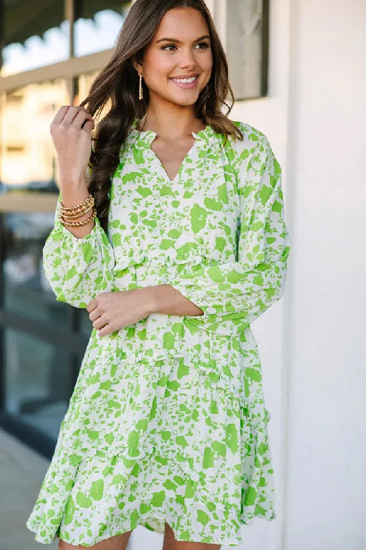 Great Deals All That You Know Apple Green Floral Dress