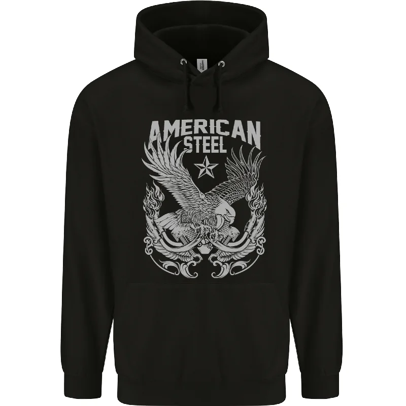 Instant Discount American Steel Motorbike Motorcycle Biker Mens 80% Cotton Hoodie