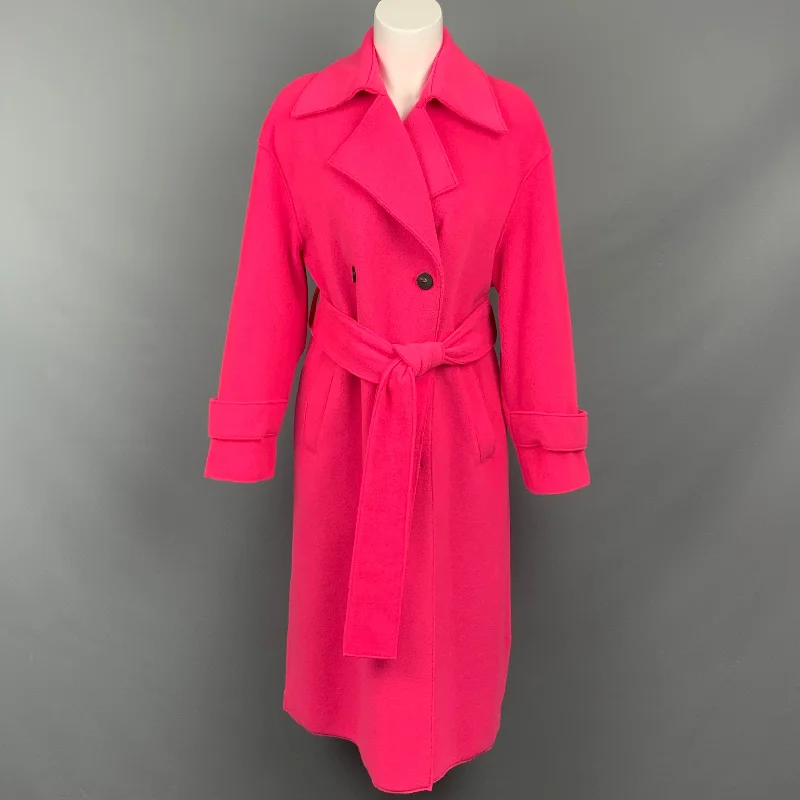 Fantastic Offers HARRIS WHARF LONDON Size 4 Pink Polyester Belted Double Breasted Coat