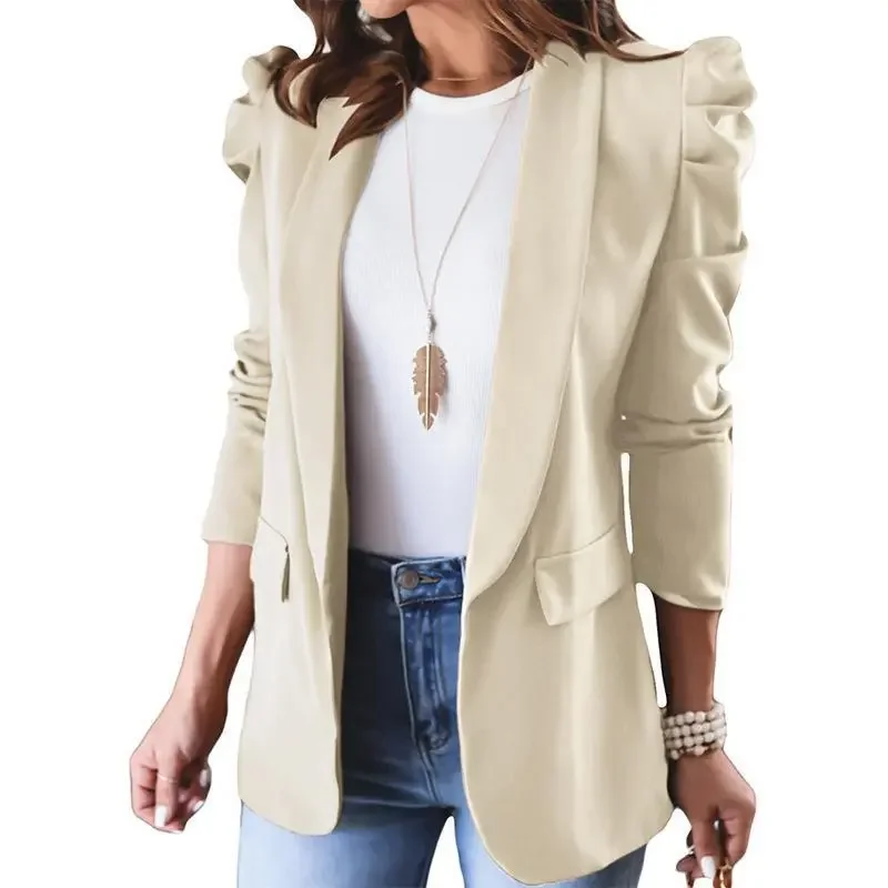 Super Sale Women Fashion Solid Color Long Sleeve Lar Blazer Jacket