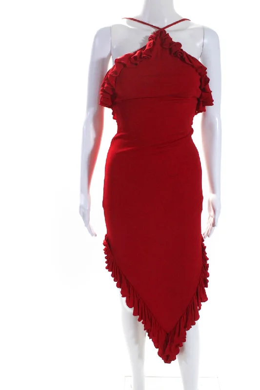Deal of the Week Marc Bouwer Womens Bright Red Ruffle Halter Sleeveless Hi-Low Dress Deal of the Week Marc Bouwer Womens Bright Red Ruffle Halter Sleeveless Hi-Low Dress