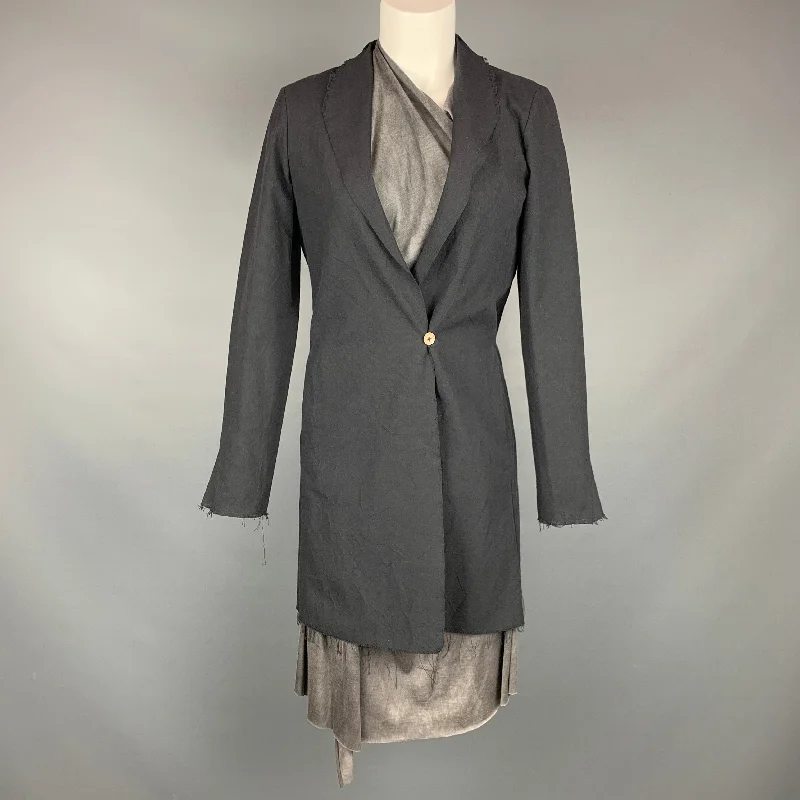 Savings Spectacular NO BRAND Size S Black & Grey Asymmetrical Coat