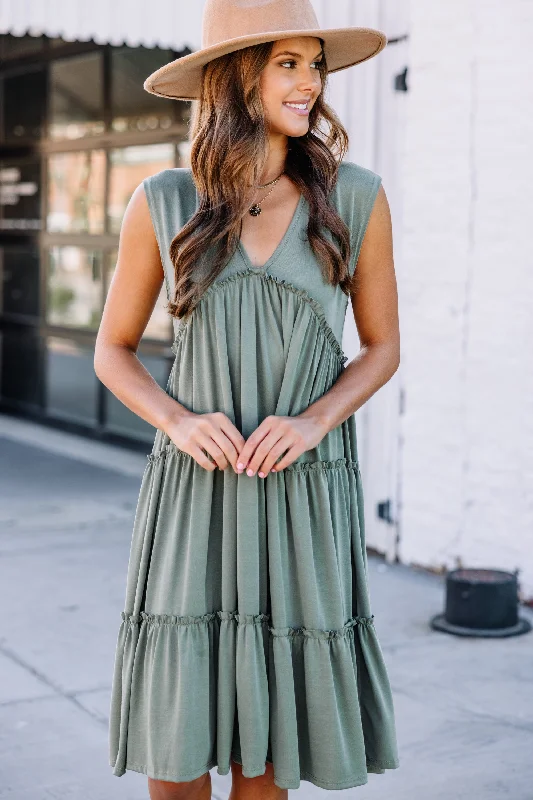 Bargain Prices Once In A While Olive Green Dress
