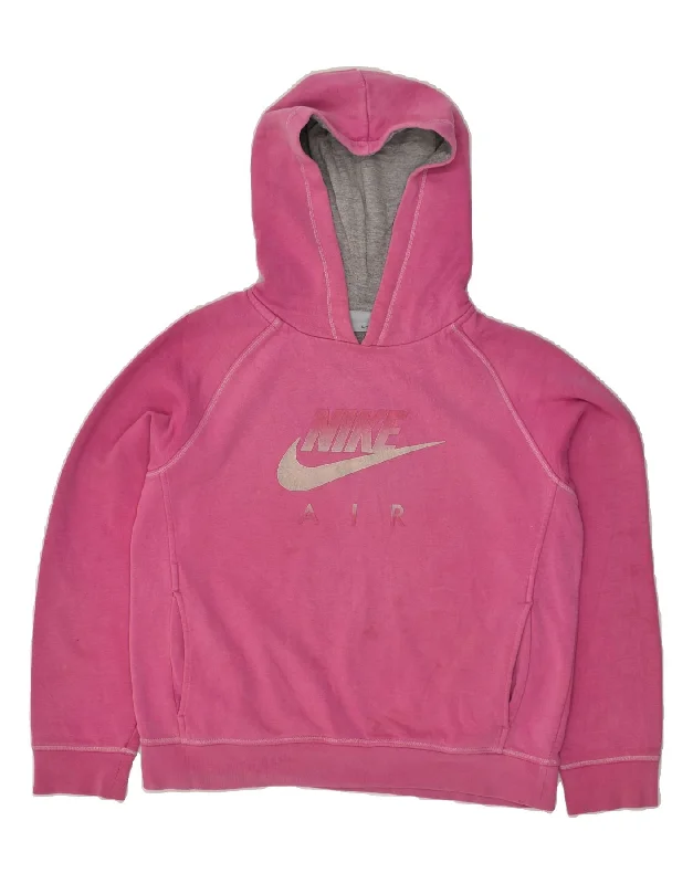 Early Access NIKE Womens Graphic Hoodie Jumper UK 16 Large Pink