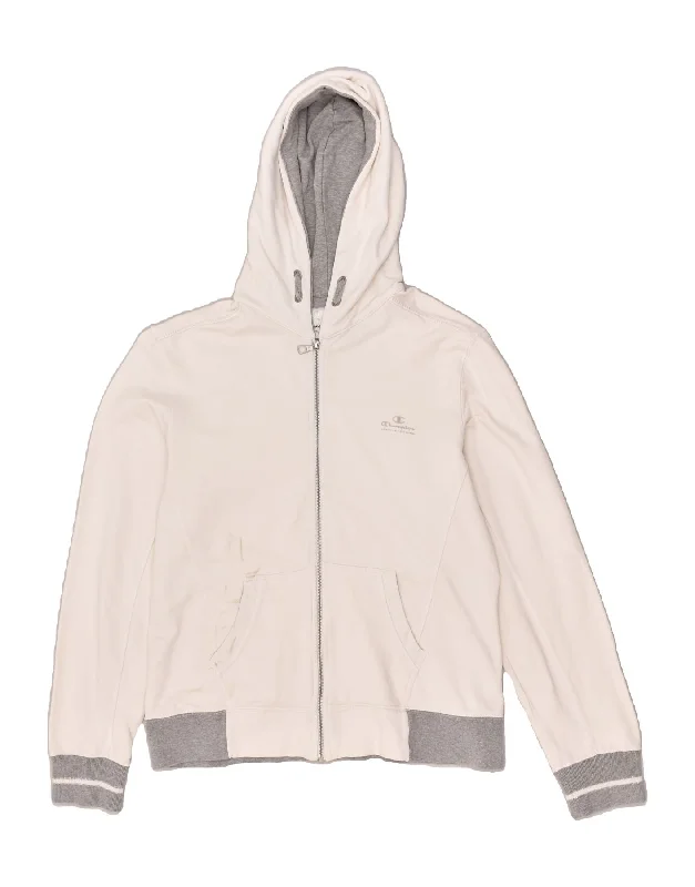 Now or Never CHAMPION Womens Heritage Zip Hoodie Sweater UK 18 XL White Cotton