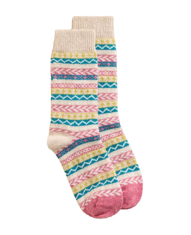 Deal of the Day Fairisle Pop Wool Mix Sock - Pink Multi