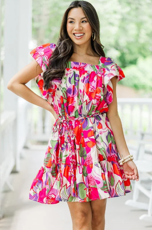 Online Only Open Your Heart Pink Floral Dress