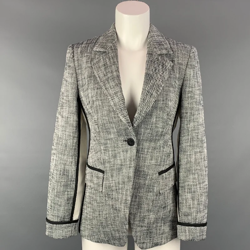 Huge Discounts STRENESSE Size 4 Black & White Cotton Blend Jacket Blazer