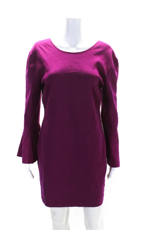 Online Only Emilio Pucci Womens Fuschia Wool Crew Neck Long Sleeve Sweater Dress