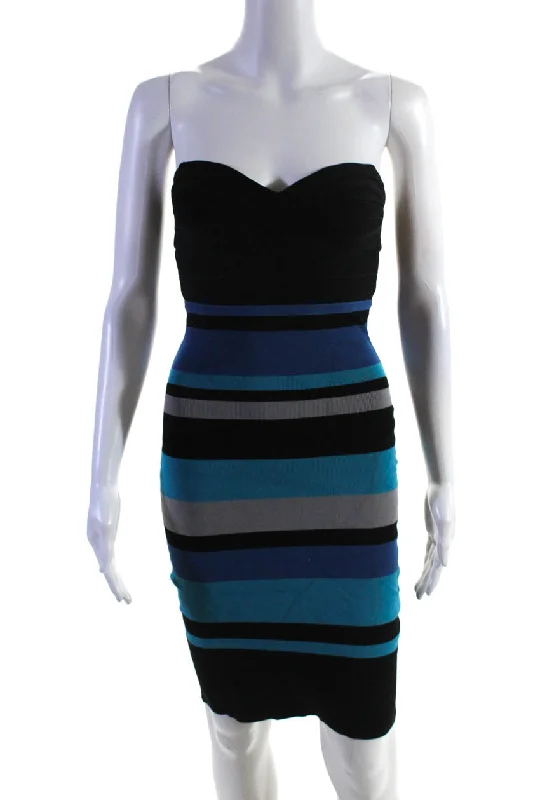 Fantastic Offers Herve Leger Womens Colorblock Print Strapless Bodycon Dress Multicolor