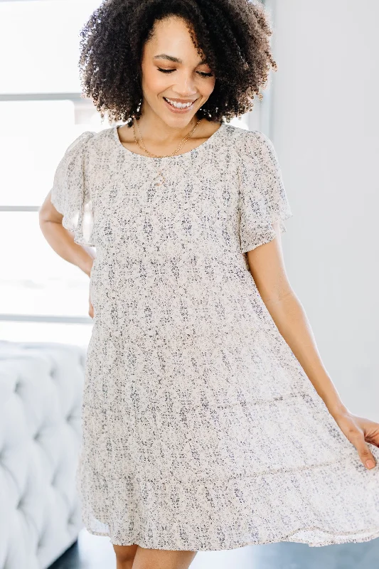 Instant Discount I'll Be Gone Ivory White Ditsy Floral Dress