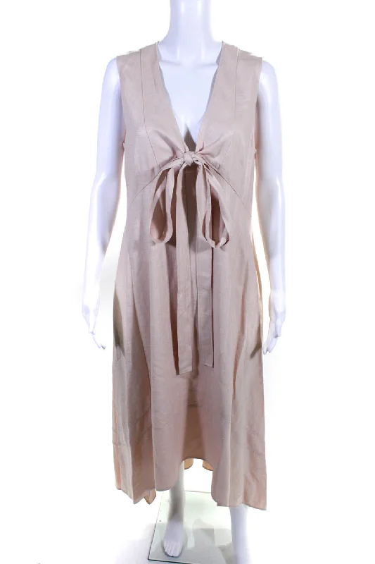 Huge Discounts Adeam Womens Sleeveless Neck Tie Dress Dusty Rose