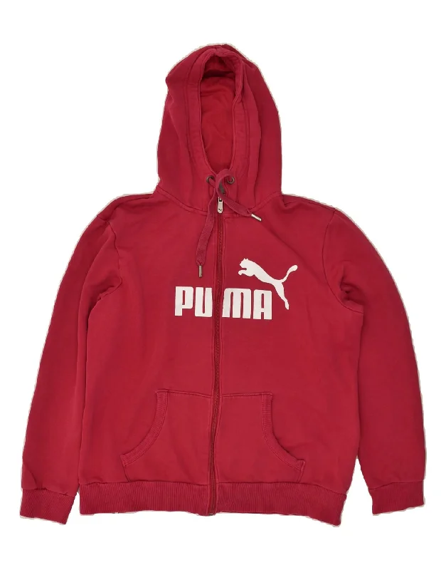 New Arrival PUMA Womens Graphic Zip Hoodie Sweater UK 16 Large Red Polyester