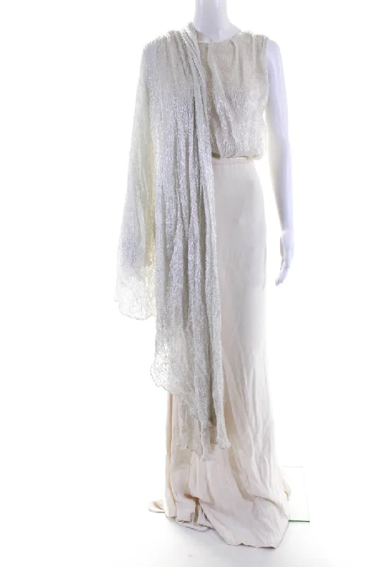 Today's Special Rafael Cennamo Women's Textured Open Back Draped Gown Ivory