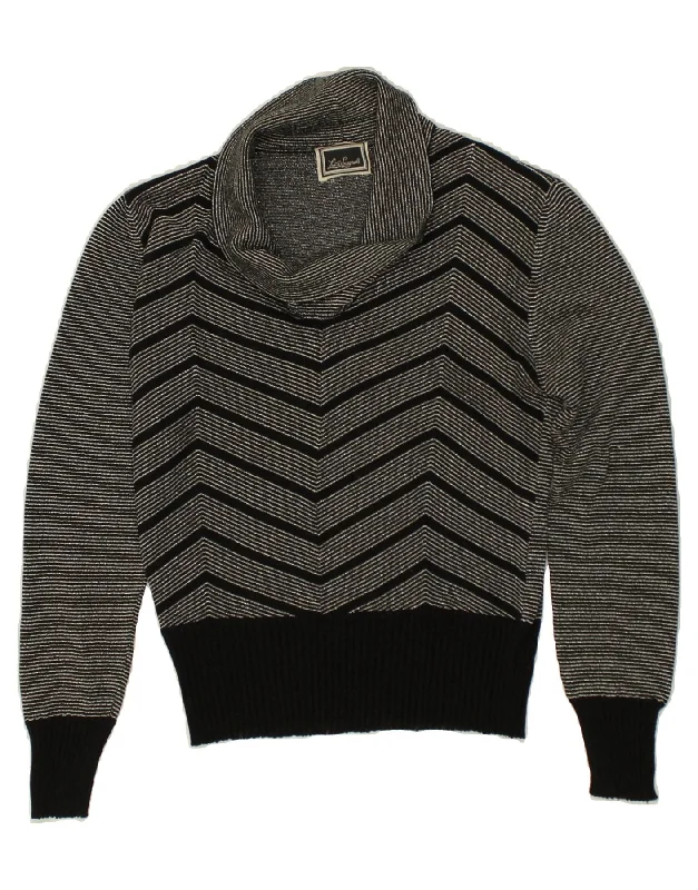 Limited Availability LUISA SPAGNOLI Womens Roll Neck Jumper Sweater UK 12 Medium Grey Striped Limited Availability LUISA SPAGNOLI Womens Roll Neck Jumper Sweater UK 12 Medium Grey Striped