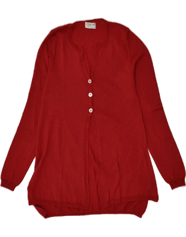 Now or Never VINTAGE Womens Longline Cardigan Sweater UK 10 Small Red Linen