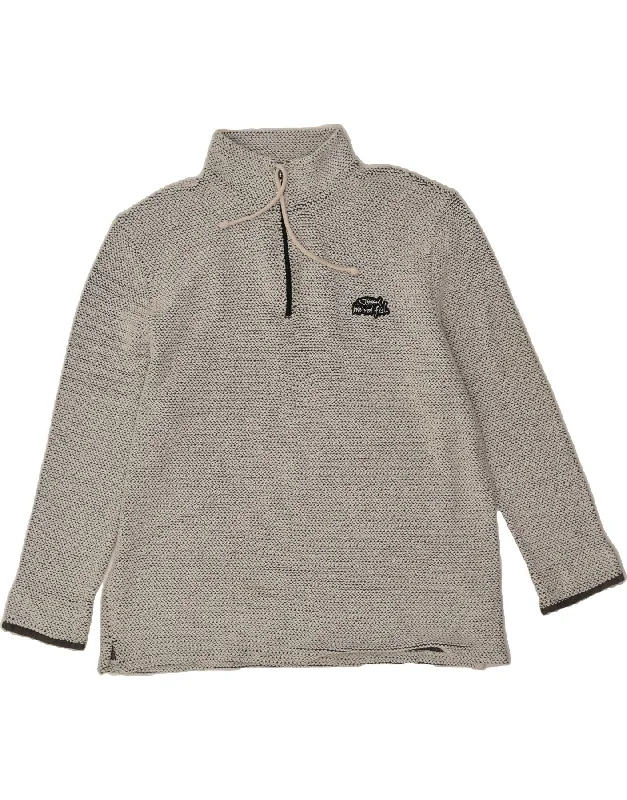 Final Clearance WEIRD FISH Womens Zip Neck Sweatshirt Jumper UK 24 4XL Grey Cotton