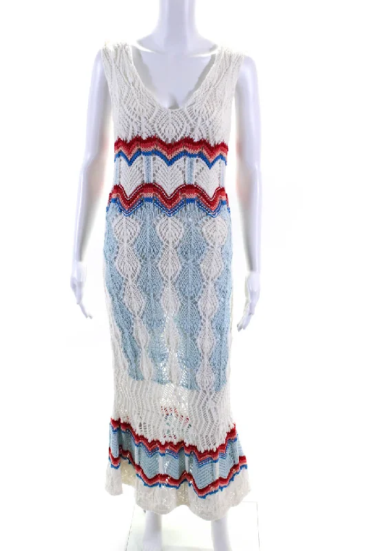Price Drop Alert PETER PILOTTO Womens Cotton Knitted Striped Print Maxi Dress White Price Drop Alert PETER PILOTTO Womens Cotton Knitted Striped Print Maxi Dress White
