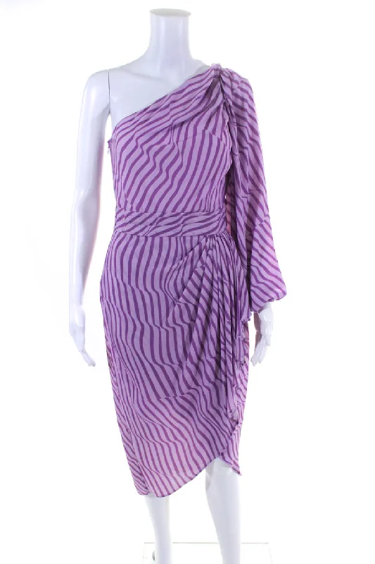 Inventory Reduction Toccin Womens Brianna Asymmetric One Shoulder Wrap Dress Purple