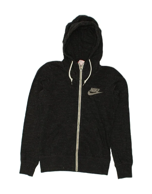 YEAR-End Clearance NIKE Womens Zip Hoodie Sweater UK 10 Small Grey Flecked Cotton