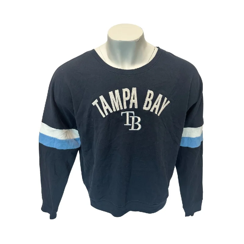 Hurry In Rays Women's New Era Navy Tampa Bay Crewneck Sweatshirt