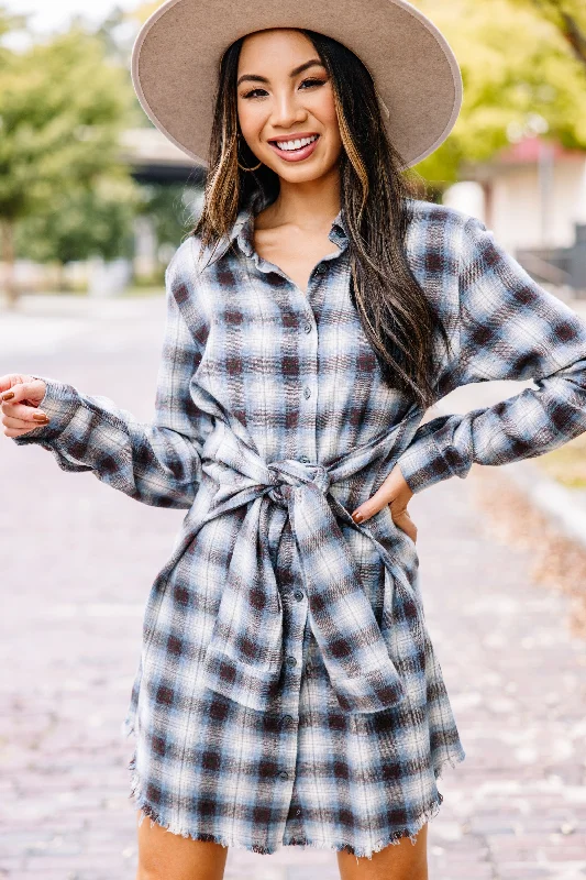Exclusive Deal Dream Easy Blue Plaid Dress
