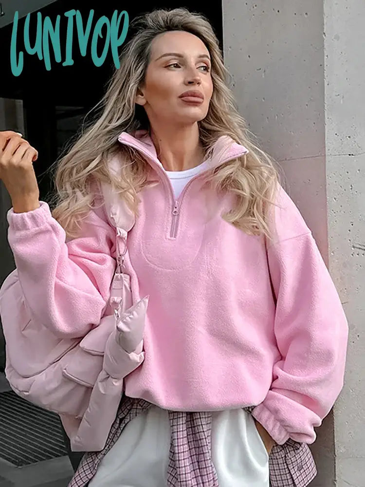 Super Sale Lunivop Fashion Women's Sports Sweatshirts Velvet Autumn Winter New Niche Solid Loose Casual Outer Top Long Sleeve Pullover Super Sale Lunivop Fashion Women's Sports Sweatshirts Velvet Autumn Winter New Niche Solid Loose Casual Outer Top Long Sleeve Pullover