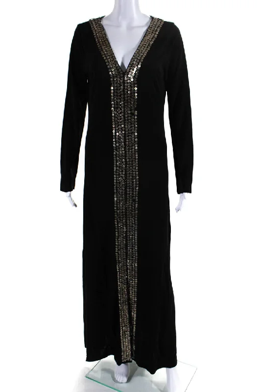 Big Discounts Calypso Saint Barth Womens Black Beaded V-Neck Long Sleeve Omena Dress Big Discounts Calypso Saint Barth Womens Black Beaded V-Neck Long Sleeve Omena Dress
