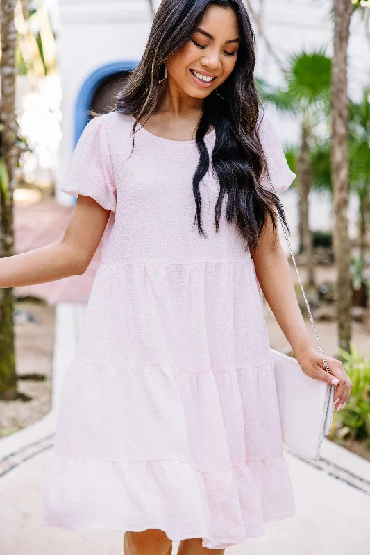 Online Only It All Makes Sense Pink Tiered Dress