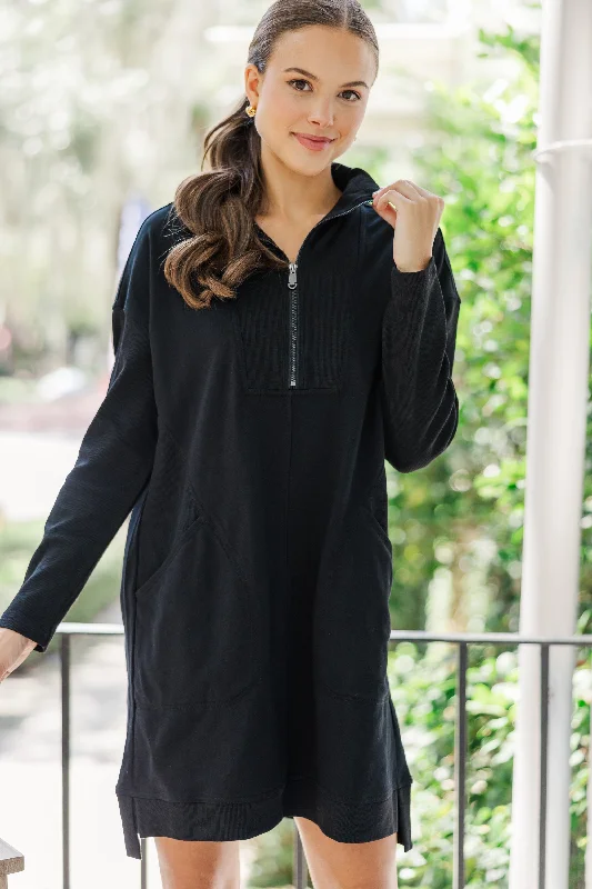 Flash Sale Couldn't Be Happier Black Sweatshirt Dress