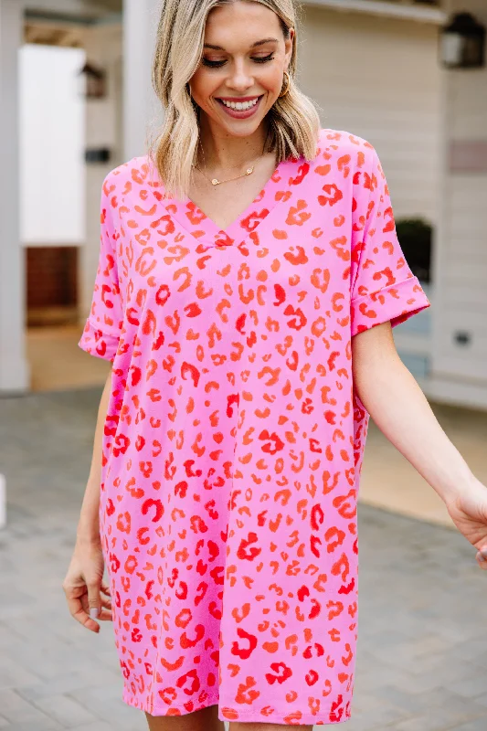 Super Bargain Walk On The Wild Side Pink Leopard Dress
