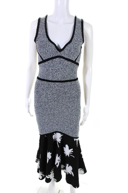 Big Savings Prabal Gurung Collective Womens Sleeveless Color Block Mermaid Dress Gray