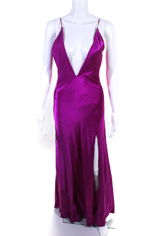 Super Sale Sergio Hudson Womens Zigzag Seamed Gown - Magenta