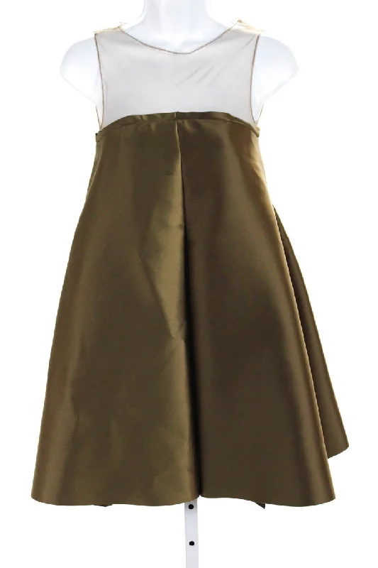 Act Now Solace London Womens Tulle Satin Sleeveless Mini Swing Dress Brown