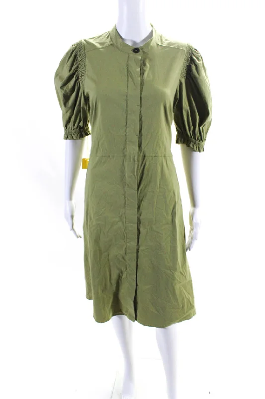 Flash Deals Foil Womens Cotton Blend Ruched Short Sleeve Sleeve Maxi Dress Green