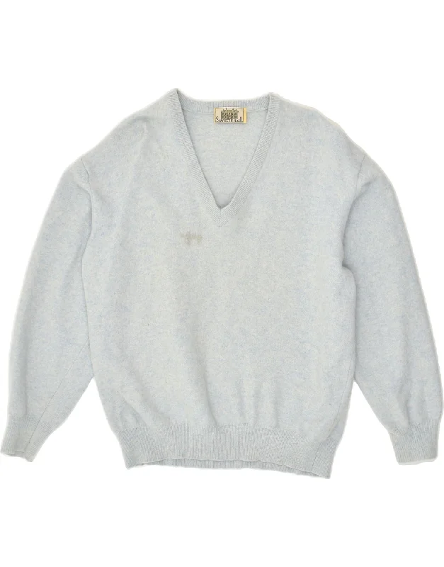 Extra Savings VINTAGE Womens V-Neck Jumper Sweater UK 14 Large Blue