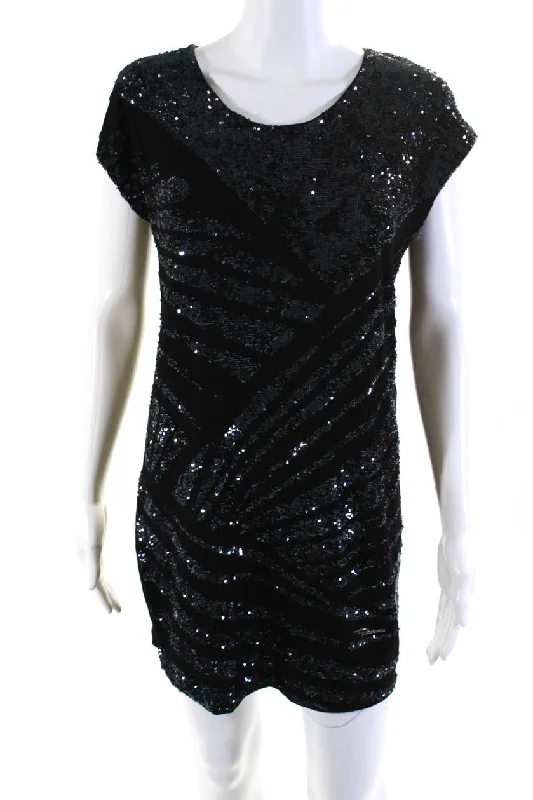 Stock Clearance Roberto Cavalli Womens Black Navy Sequins Detail Short Sleeve Shirt Dress Stock Clearance Roberto Cavalli Womens Black Navy Sequins Detail Short Sleeve Shirt Dress