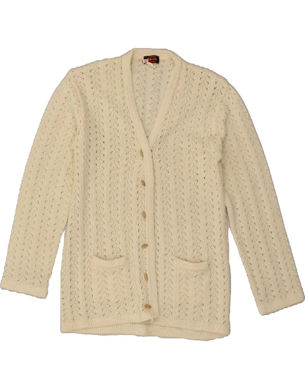 Huge Discounts VINTAGE Womens Cardigan Sweater UK 14 Large Beige Acrylic